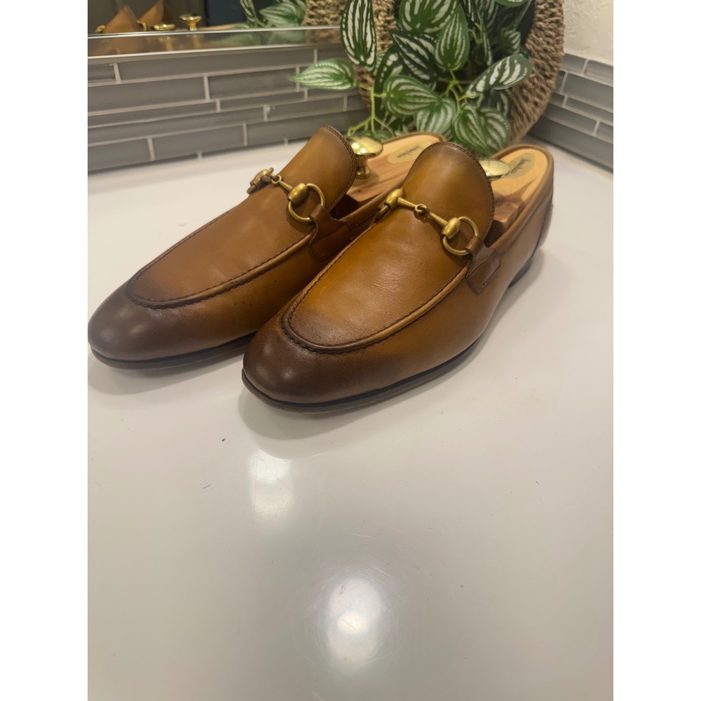 Gucci Mens Tan Burnished Leather Horsebit Loafers Size 8 UK 8.5 US Made in Italy